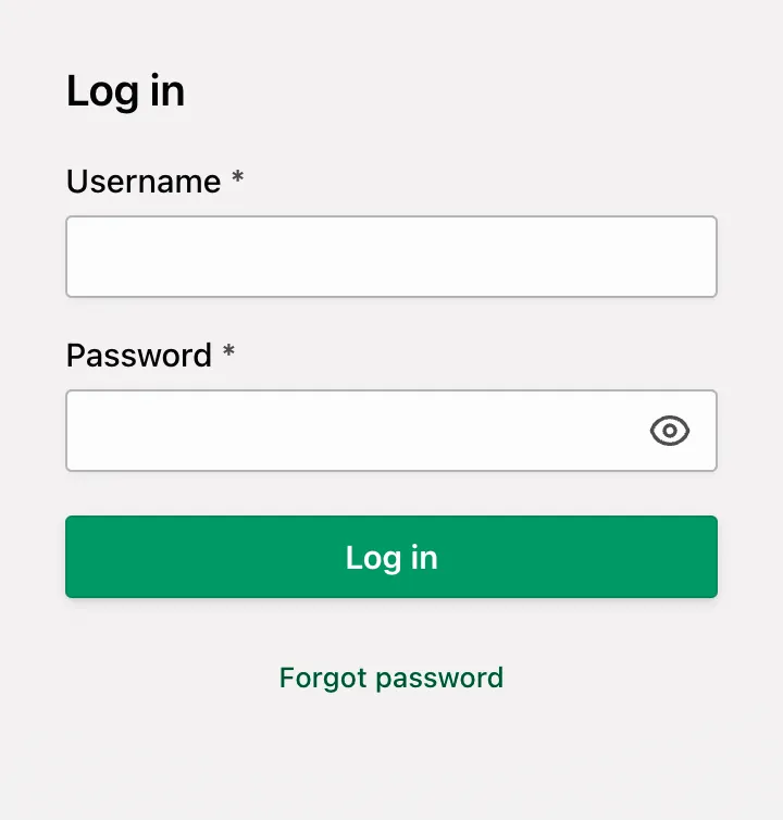 Login form using customized Aura theme